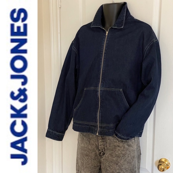 JACK & JONES Utility Denim Jacket, Sz M, zipper closure - Picture 5 of 16